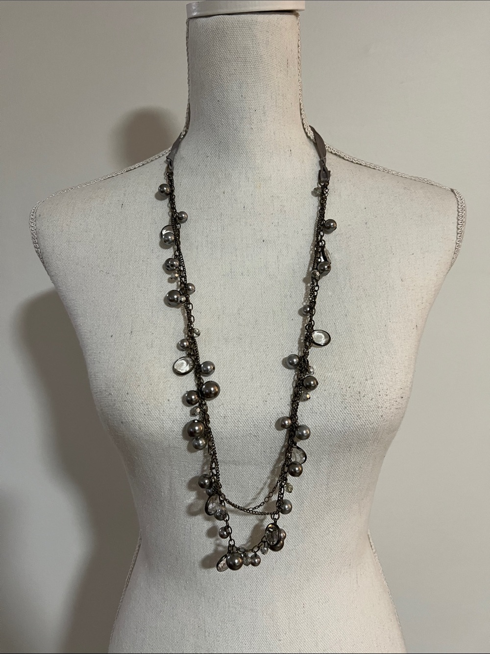 Necklace with fabric tie